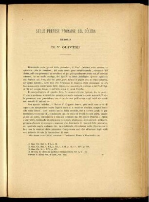 Sulle Pretese Ptomaine Del Colera