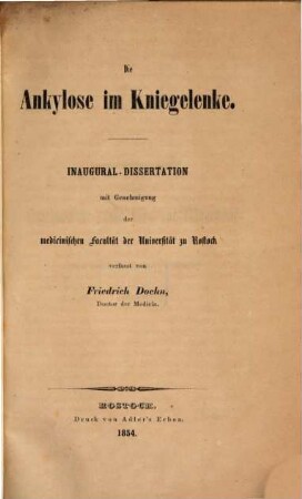 Die Ankylose im Kniegelenke : Inaug.-Diss.