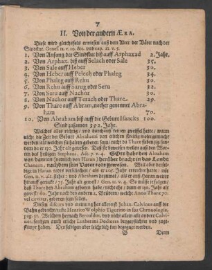 II. Von der andern Aera.