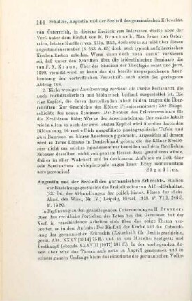 144-145 [Rezension] Schultze, Alfred, Augustin und der Seelteil des germanischen Erbrechts