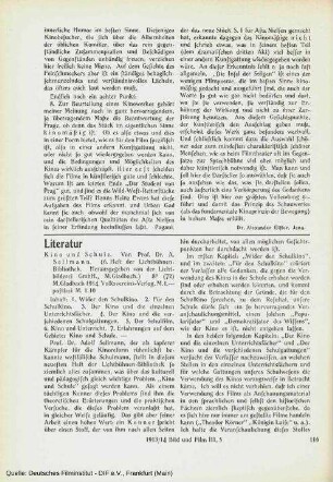 Kino und Schule. Von Prof. Dr. A. Sellmann