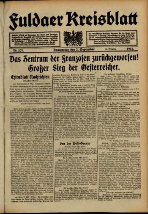 Ausgabe vom Donnerstag, den 03. September 1914.