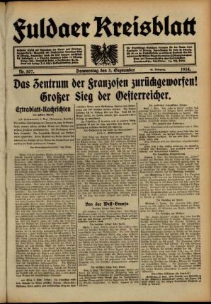 Ausgabe vom Donnerstag, den 03. September 1914.
