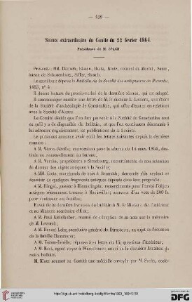 Séance extraordinaire du Comité du 22 février 1864