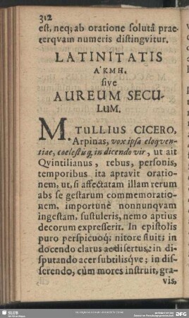 Latinitatis A'kmh. sive Aureum Seculum