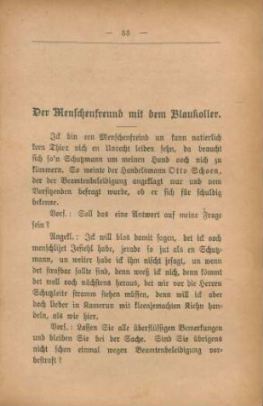 Der Menschenfreund mit dem Blaukoller