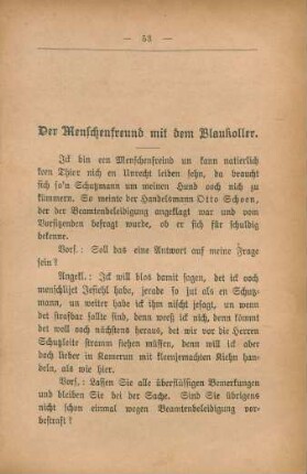 Der Menschenfreund mit dem Blaukoller