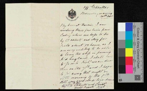 Brief aus Gibraltar auf Briefpapier der S.M. Yacht "Hohenzollern"