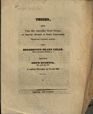 Theses (theologicae.) : I. resp. Erico Rudbäck