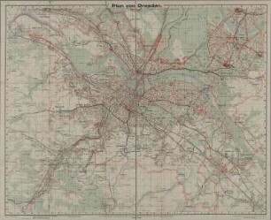 Stadtplan von Dresden, 1:20 000, Lithographie, 1929