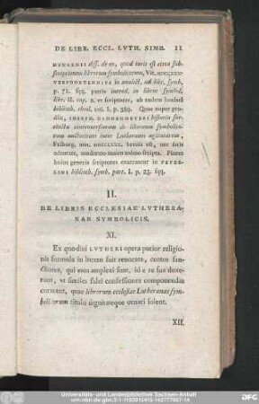 II. De Libris Ecclesiae Lutheranae Symbolicis.
