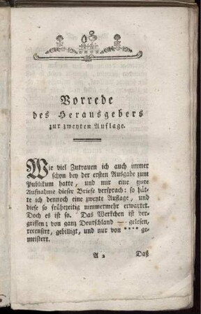 Vorrede des Herausgebers zur zweyten Auflage.