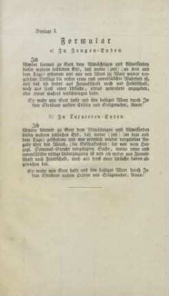 Beylage I. Formular a) Zu Zeugen-Eyden. b) Zu Taxatoren-Eyden