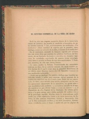 El sentido espiritual de la obra de Rodó