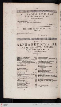 Index Alphabeticvs rervm omnivm memorabilivm, qvae hisce in Artem paruam Galeni commentariis continentur