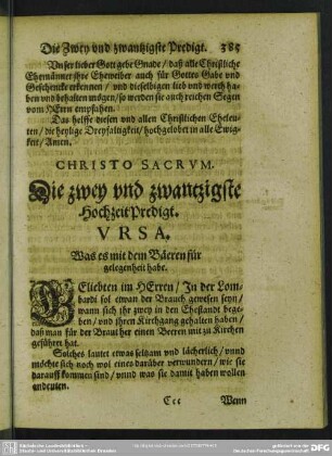 Die zwey und zwantzigste Hochzeit-Predigt