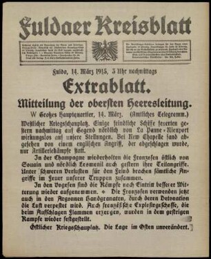Ausgabe vom Sonntag, den 14. März 1915.