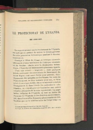 Le Protectorat De L'Uganda En 1906-1907.