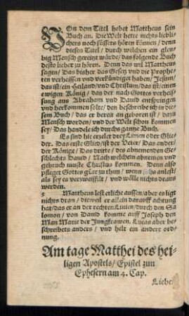 Am tage Matthei des heiligen Apostels ...