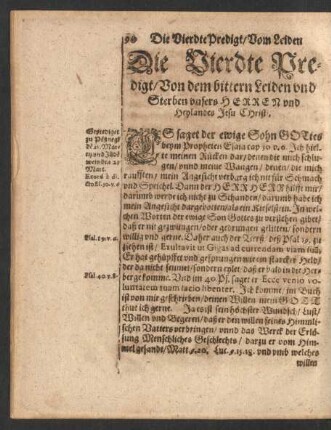 Die Vierdte Predigt/ Von dem bittern Leiden und Sterben unsers Herren und Heylandes Jesu Christi.