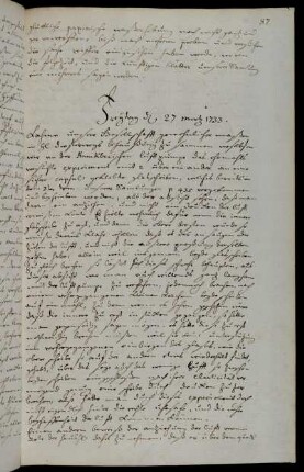 Freytag d 27 Mertz 1733.