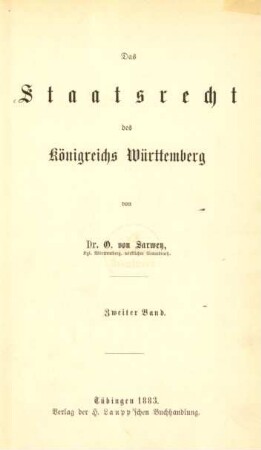 Bd. 2: Das Staatsrecht des Königreichs Württemberg