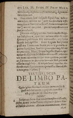 Tertius Locus. De Limbo Patrum.