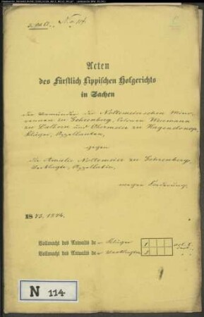 Noltemeier, Minorenne zu Gehrenberg / Vormunde Obermeier in Hagendonop, Wesemann in Dalborn gegen Amalie Noltemeier zu Gehrenberg - Forderung