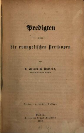 Predigten über die evangelischen Perikopen