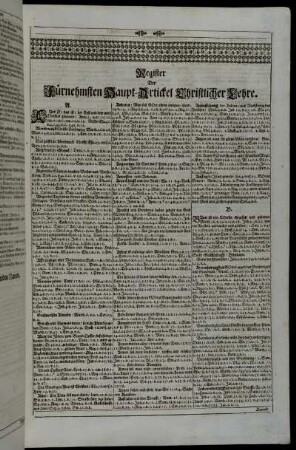 Register Der Fürnehmsten Haupt-Artickel Christlicher Lehre.