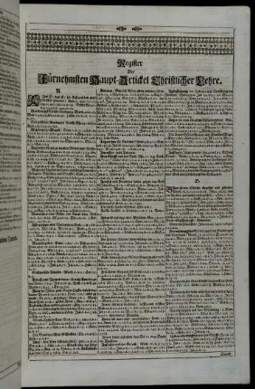 Register Der Fürnehmsten Haupt-Artickel Christlicher Lehre.