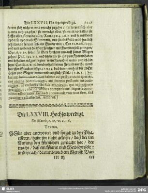 Die LXXVIII. Hochzeitpredigt. Ex Matth.c.19.v.4.5.6