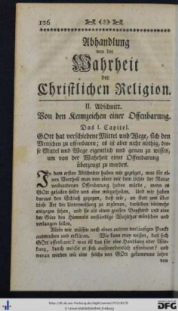 Zweiter Abschnitt. Von den Kennzeichen einer Offenbarung.