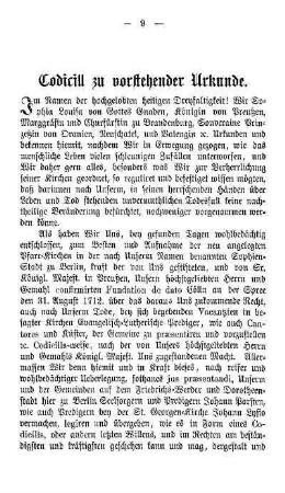 Codicill zu vorstehender Urkunde