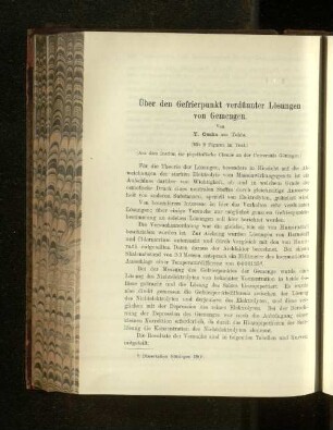 Über den Gefrierpunkt verdünnter Lösungen von Gemengen.