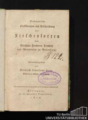 Systematische Classification und Beschreibung der Kirschensorten