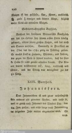 XXIX. Vortheil. Johanniskorn