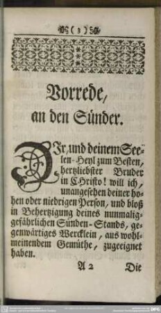 Vorrede, an den Sünder
