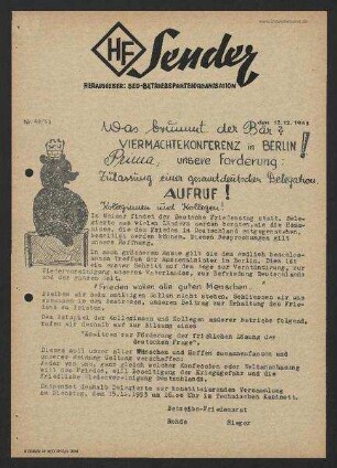 'HF-Sender' [Flugblatt], Nr.49/1953 (12. Dezember 1953)