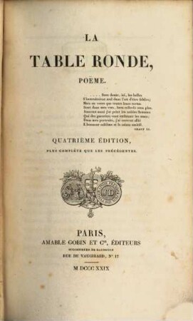 La Table ronde : Poëme