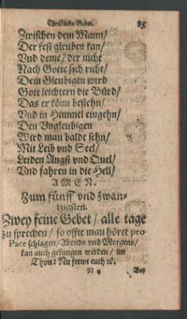 Zum fünff und zwantzigsten.