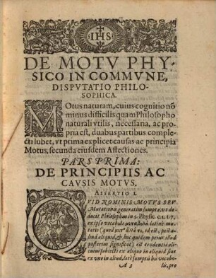 De motu disputatio philosophica
