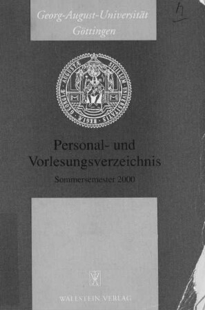 SS 2000: Personal- und Vorlesungsverzeichnis ...