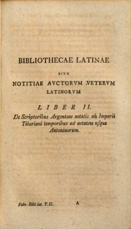 Io. Alb. Fabricii Bibliotheca Latina, 2