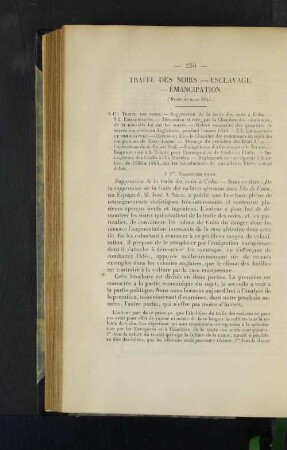 Traite de noirs.- Esclavage.- Emancipation.