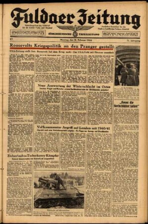 Ausgabe vom Montag, den 21. Februar 1944.