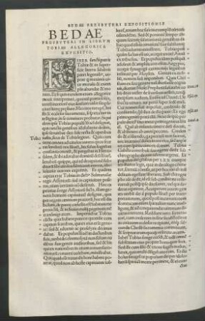 Bedae Presbyteri In Librum Tobiae Allegorica Expositio.