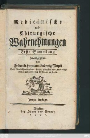 Sammlung 1: Medicinische und Chirurgische Wahrnehmungen