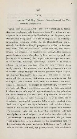 XLVI. Aan de Edel Mog. Heeren, Staten-Generael der Vereenichde Nederlanden