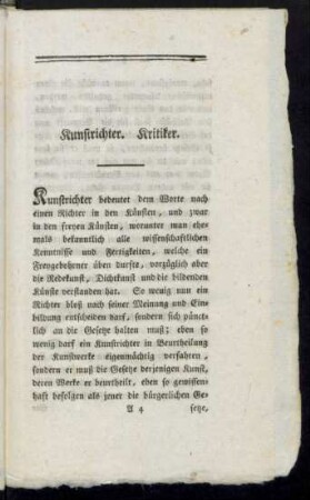 Kunstrichter. Kritiker